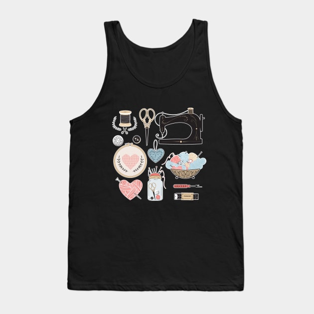 I Love Sewing Tank Top by Aine Creative Designs